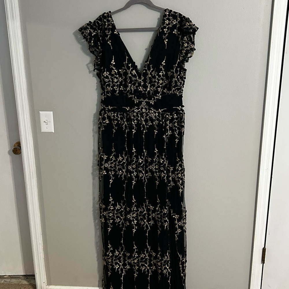 Baltic Born Elegant Black and Gold Evening Gown